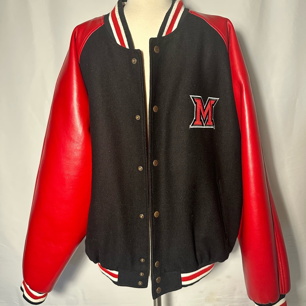 Vintage Miami University faux leather Steve & Barrys jacket. Mens Size Large